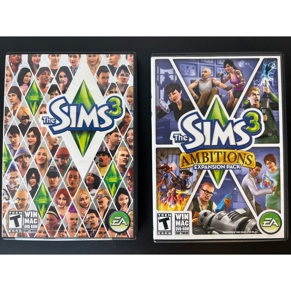 The Sims 3 PC Game 2009 plus The Sims 3 2010 Ambitions Expansion Pack Complete
